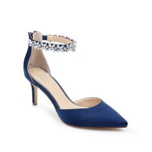 Jewel Badgley Mischka Raleigh Pointed Toe Kitten D'Orsay - Navy (8)